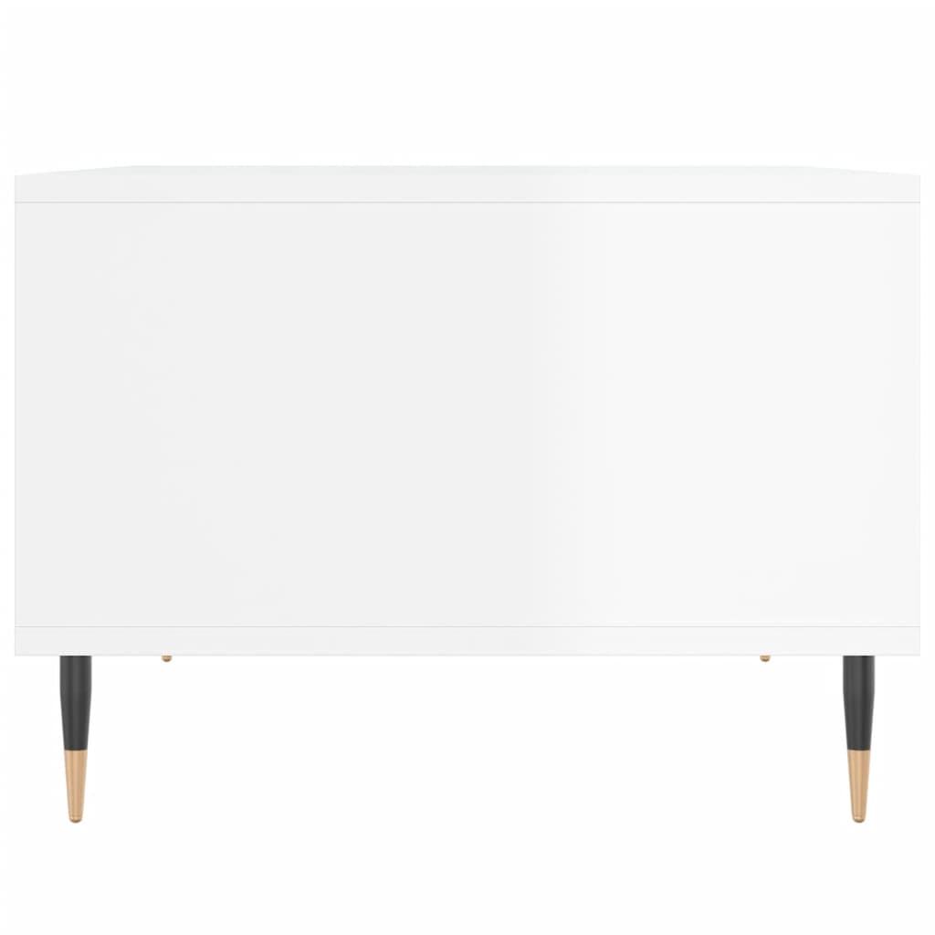 Tavolino Salotto-Tavolino da soggiorno-Tavolo Bianco Lucido 60x50x36,5 cm Legno Multistrato 187089