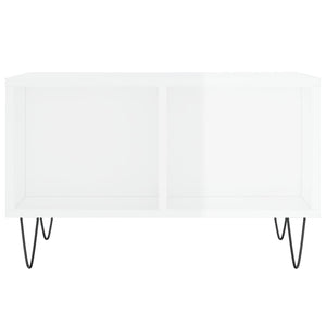 Tavolino Salotto Bianco Lucido 60x50x36,5 cm Legno Multistrato 830542