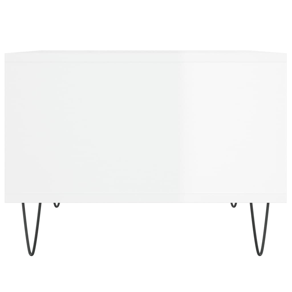 Tavolino Salotto Bianco Lucido 60x50x36,5 cm Legno Multistrato 830542