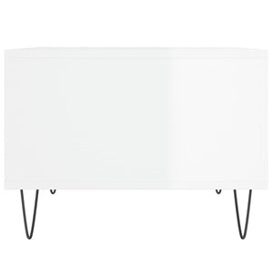 Tavolino Salotto Bianco Lucido 60x50x36,5 cm Legno Multistrato 830542