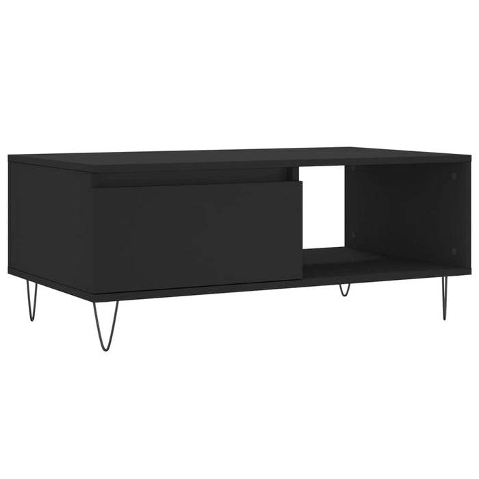 Tavolino da Salotto Nero 90x50x36,5 cm in Legno Multistrato 830565