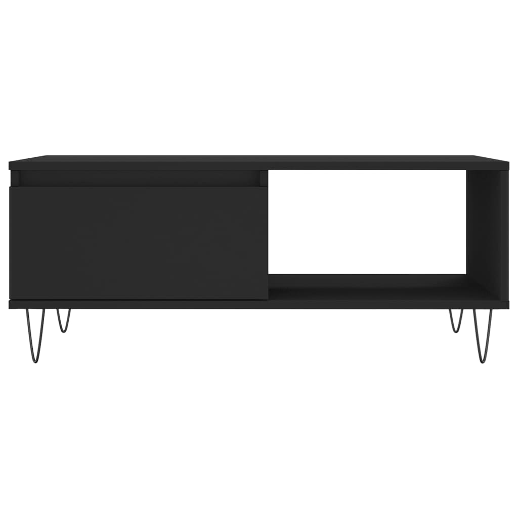 Tavolino da Salotto Nero 90x50x36,5 cm in Legno Multistrato 830565