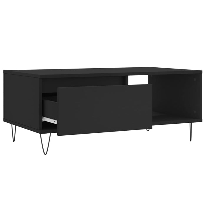 Tavolino da Salotto Nero 90x50x36,5 cm in Legno Multistrato 830565