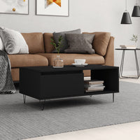 Tavolino da Salotto Nero 90x50x36,5 cm in Legno Multistrato 830565