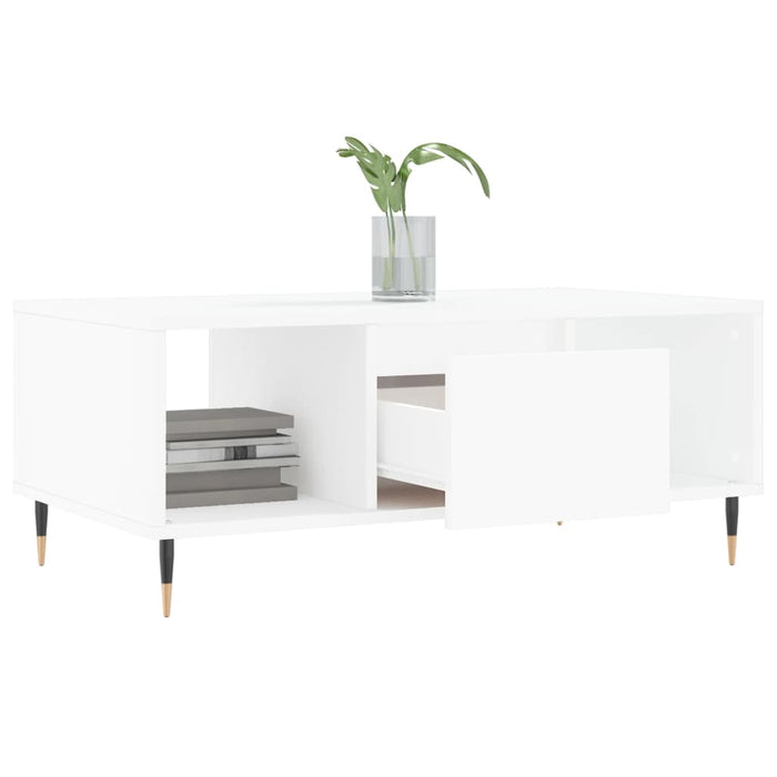 Tavolino da Salotto Bianco 90x50x36,5 cm in Legno Multistrato 830580