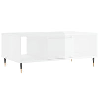 Tavolino Salotto Bianco Lucido 90x50x36,5 cm Legno Multistrato 830582