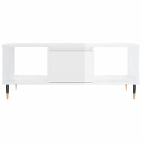 Tavolino Salotto Bianco Lucido 90x50x36,5 cm Legno Multistrato 830582