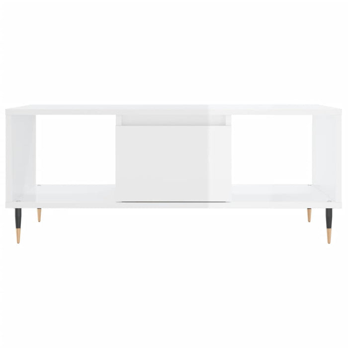 Tavolino Salotto Bianco Lucido 90x50x36,5 cm Legno Multistrato 830582