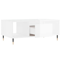 Tavolino Salotto Bianco Lucido 90x50x36,5 cm Legno Multistrato 830582