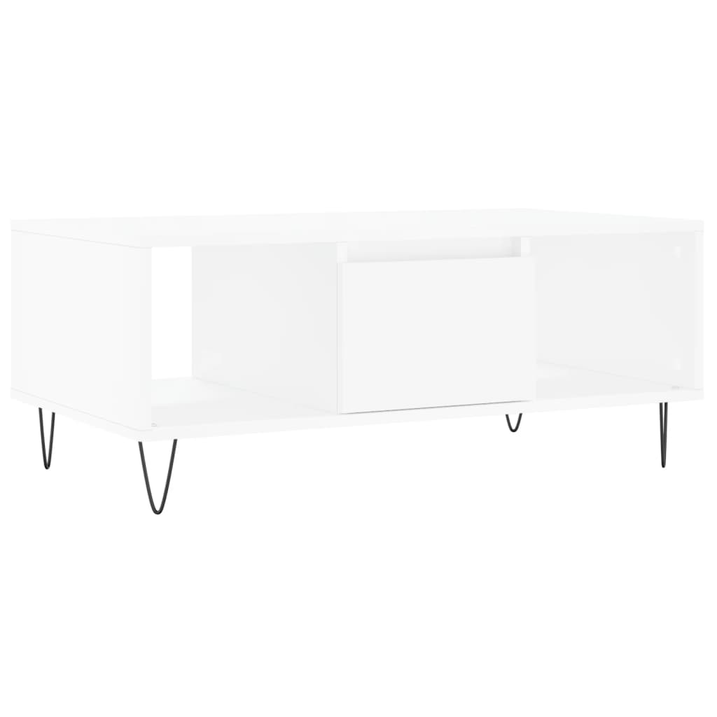 Tavolino da Salotto Bianco 90x50x36,5 cm in Legno Multistrato 830588