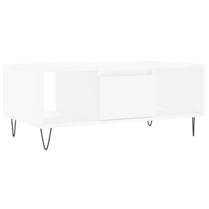 Tavolino da Salotto Bianco 90x50x36,5 cm in Legno Multistrato 830588