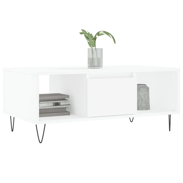Tavolino da Salotto Bianco 90x50x36,5 cm in Legno Multistrato 830588