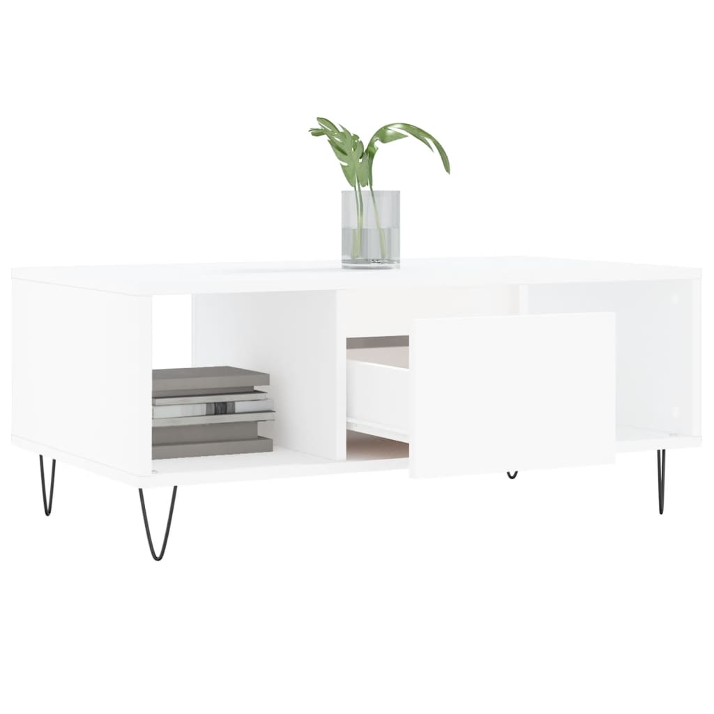 Tavolino da Salotto Bianco 90x50x36,5 cm in Legno Multistrato 830588
