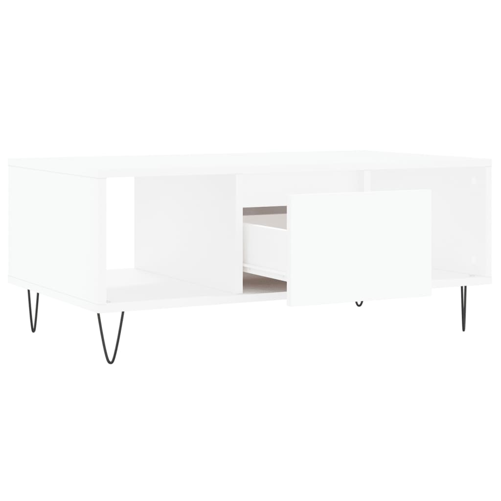 Tavolino da Salotto Bianco 90x50x36,5 cm in Legno Multistrato 830588