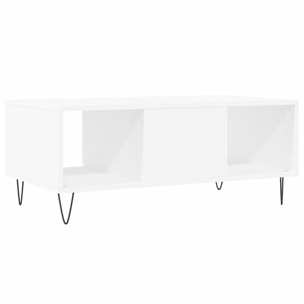 Tavolino da Salotto Bianco 90x50x36,5 cm in Legno Multistrato 830588
