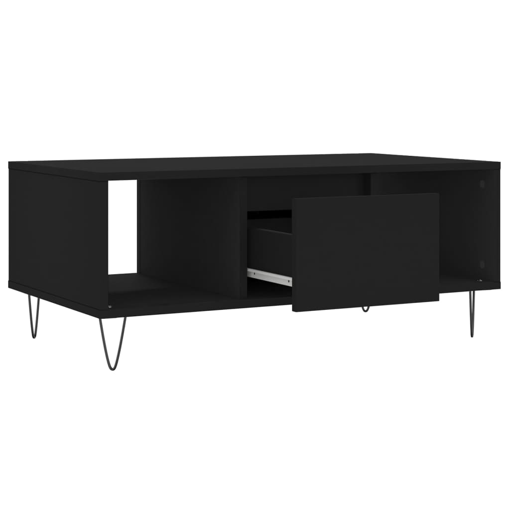 Tavolino da Salotto Nero 90x50x36,5 cm in Legno Multistrato 830589
