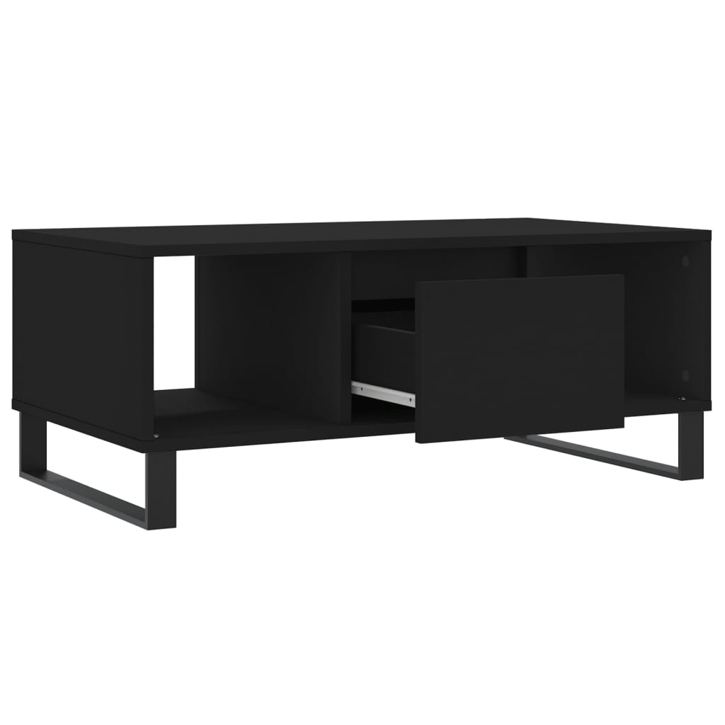 Tavolino da Salotto Nero 90x50x36,5 cm in Legno Multistrato 830597