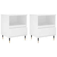 Comodini 2 pz-Set di 2 Tavolino da notte Bianchi 40x35x50 cm in Legno Multistrato