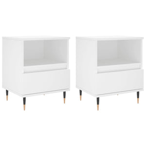 Comodini 2 pz-Set di 2 Tavolino da notte Bianchi 40x35x50 cm in Legno Multistrato