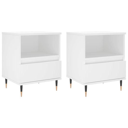 Comodini 2 pz-Set di 2 Tavolino da notte Bianchi 40x35x50 cm in Legno Multistrato