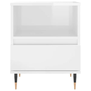 Comodino Bianco Lucido 40x35x50 cm in Legno Multistrato 830608