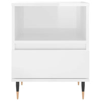 Comodino Bianco Lucido 40x35x50 cm in Legno Multistrato 830608