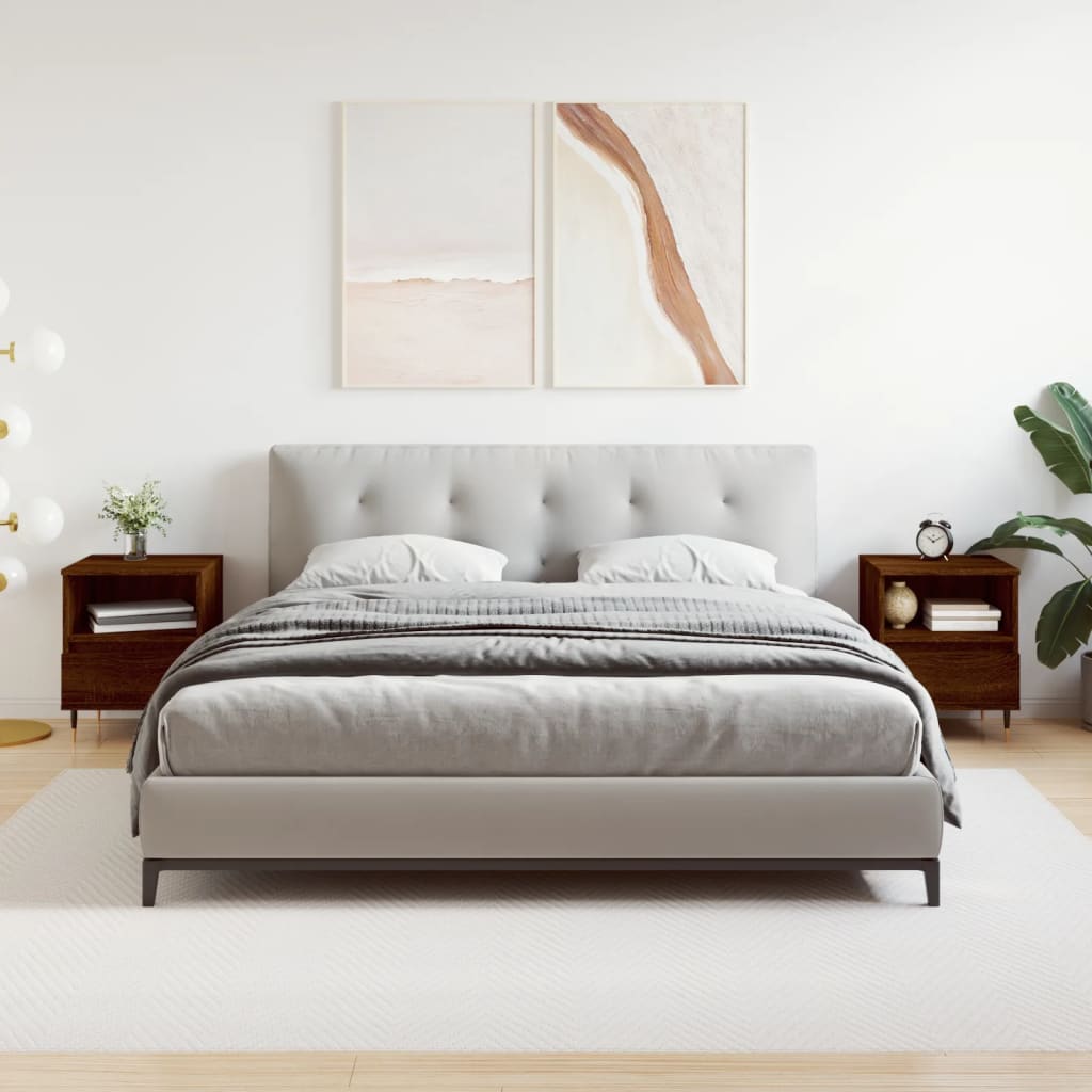 Comodini 2pz Rovere Marrone 40x35x50 cm in Legno Multistrato 830619