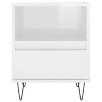 Comodino Bianco Lucido 40x35x50 cm in Legno Multistrato 830624