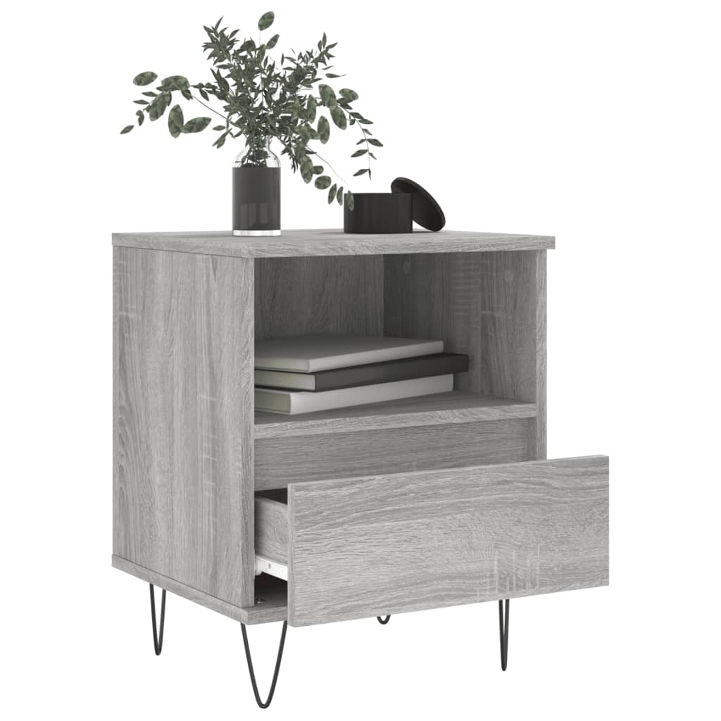 Comodini 2pz Grigio Sonoma 40x35x50 cm in Legno Multistrato 830633