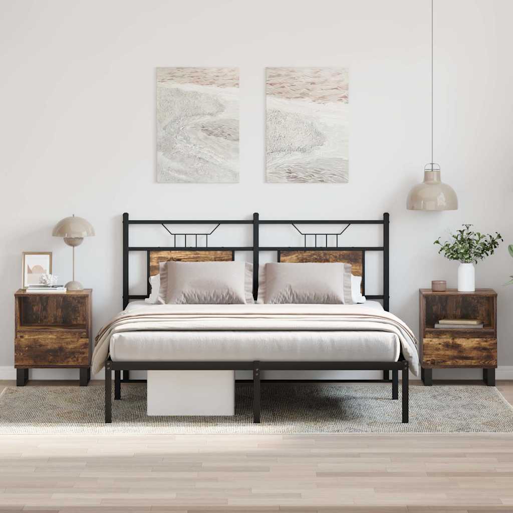 Comodini 2pz-Set di 2 Tavolino da notte Rovere Fumo 40x35x50 cm in Legno Multistrato 580769