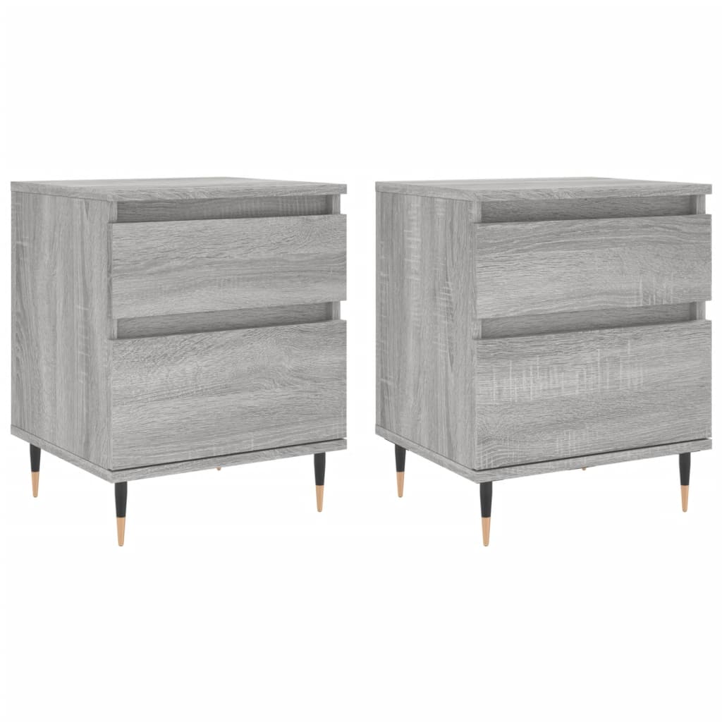 Comodini 2pz Grigio Sonoma 40x35x50 cm in Legno Multistrato 830665
