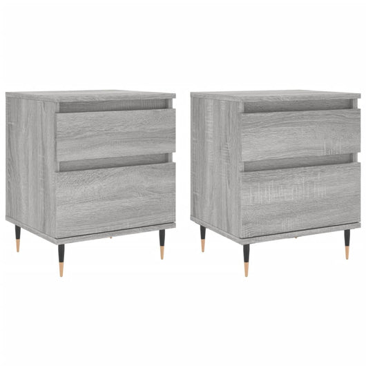 Comodini 2pz Grigio Sonoma 40x35x50 cm in Legno Multistrato 830665