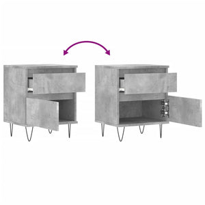 Comodini 2pz Grigio Cemento 40x35x50 cm in Legno Multistrato 830677