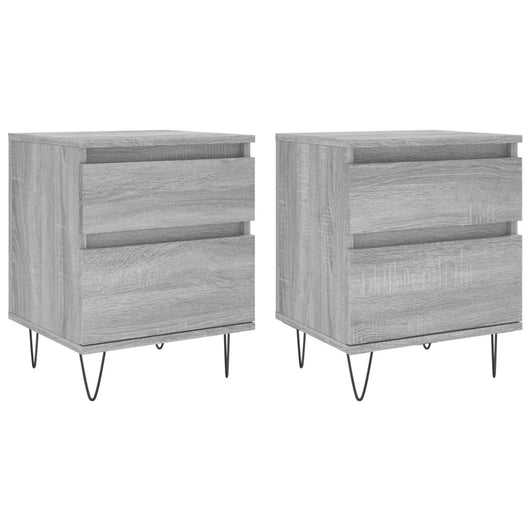 Comodini 2pz-Set di 2 Tavolino da notte Grigio Sonoma 40x35x50 cm in Legno Multistrato 939873