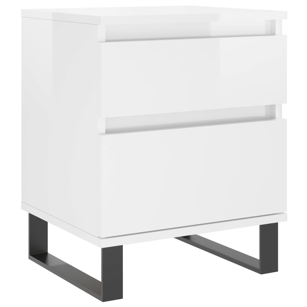 Comodino Bianco Lucido 40x35x50 cm in Legno Multistrato 830688