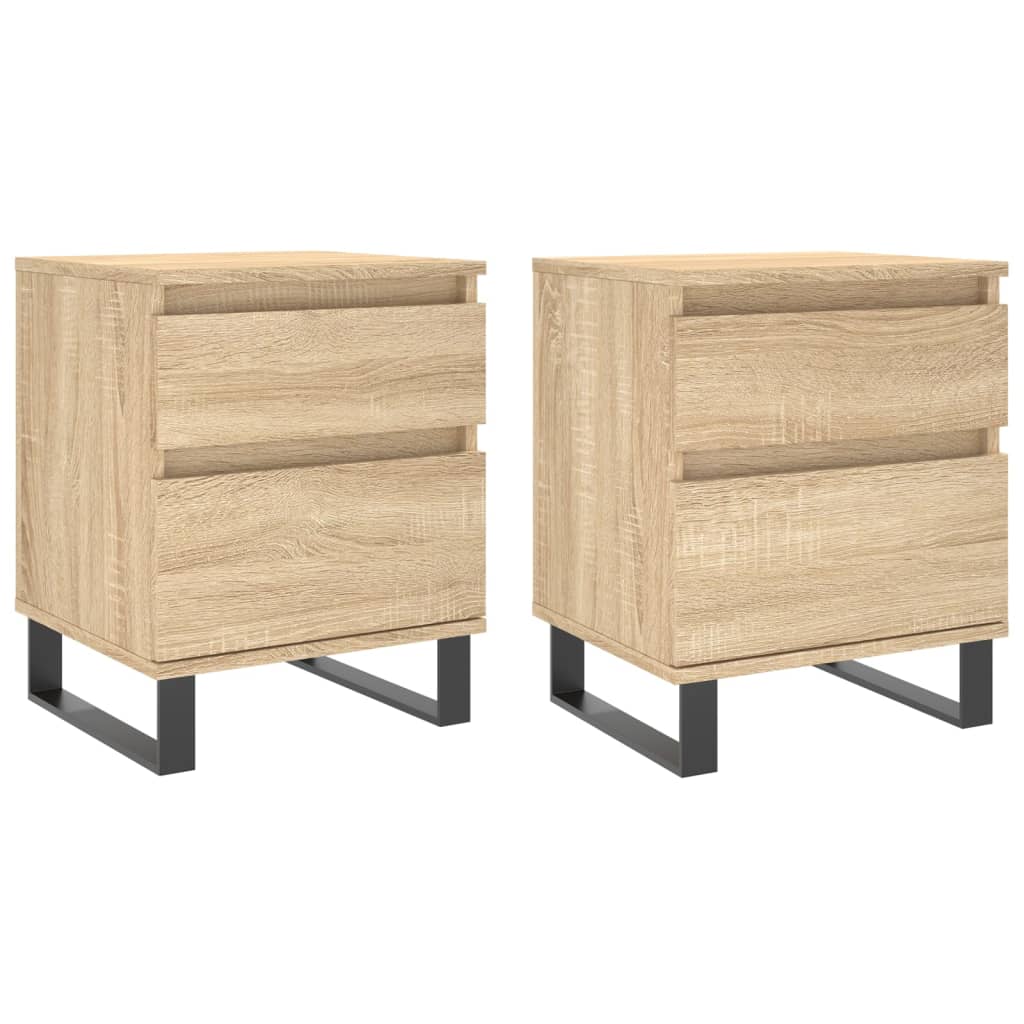 Comodini 2pz-Set di 2 Tavolino da notte Rovere Sonoma 40x35x50 cm in Legno Multistrato 482120