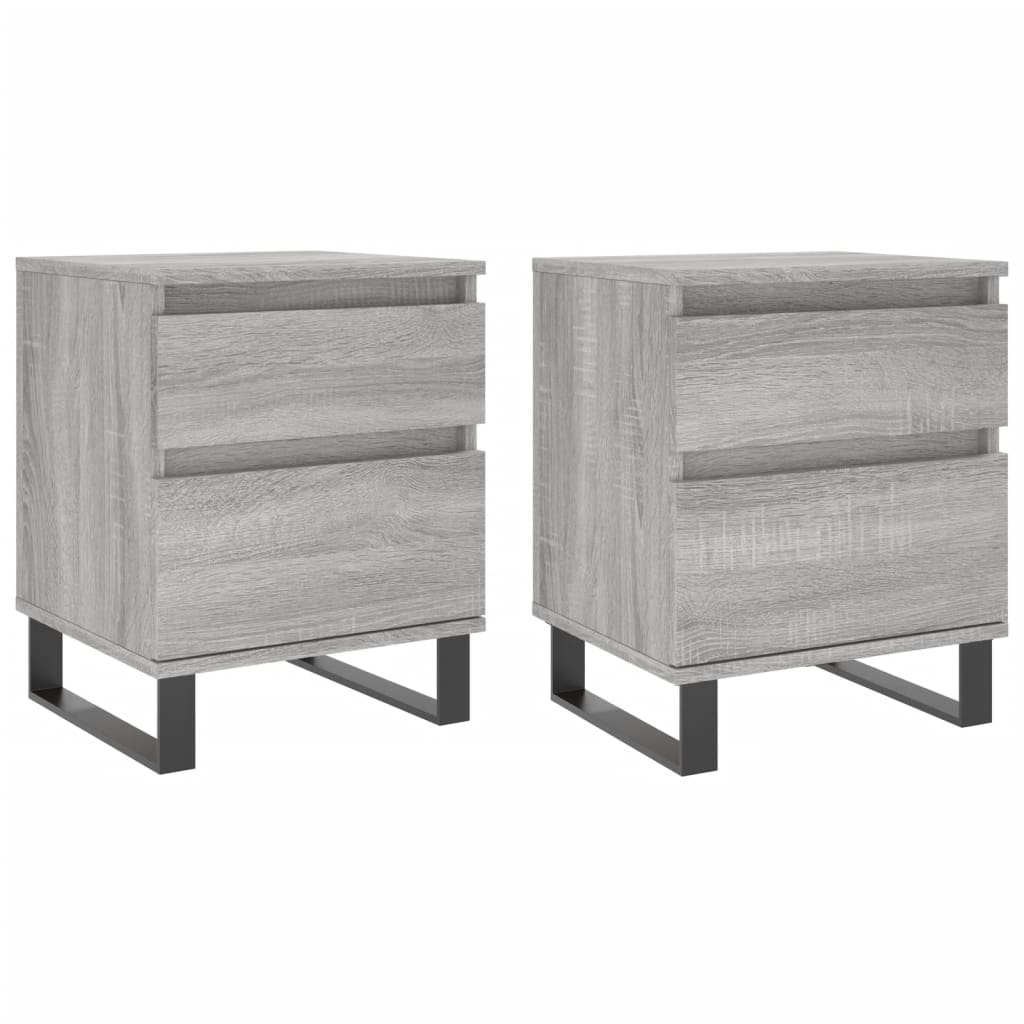 Comodini 2pz Grigio Sonoma 40x35x50 cm in Legno Multistrato 830697