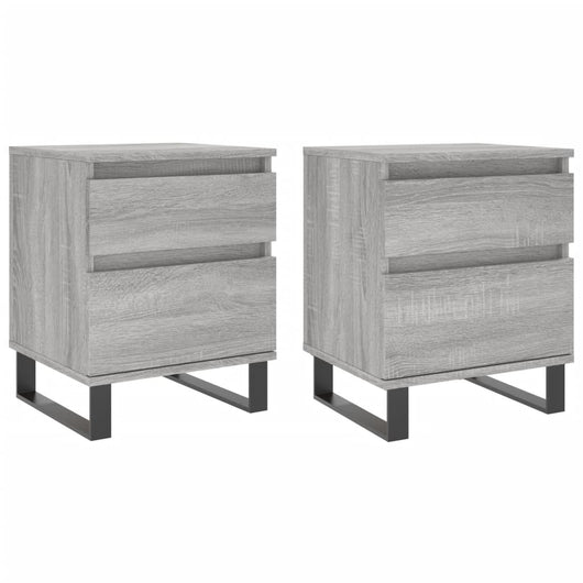 Comodini 2pz Grigio Sonoma 40x35x50 cm in Legno Multistrato 830697