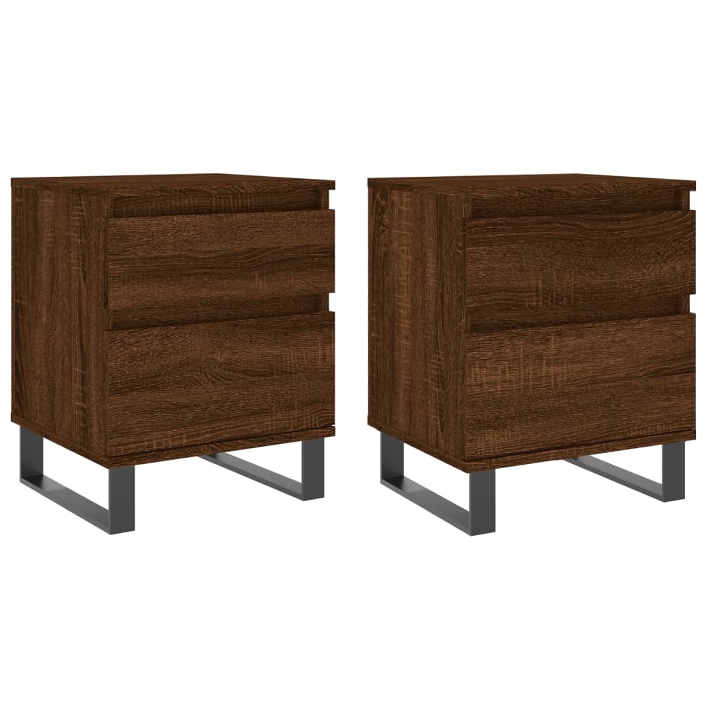 Comodini 2pz-Set di 2 Tavolino da notte Rovere Marrone 40x35x50 cm in Legno Multistrato 272391