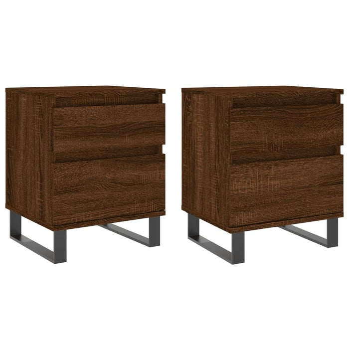Comodini 2pz-Set di 2 Tavolino da notte Rovere Marrone 40x35x50 cm in Legno Multistrato 272391