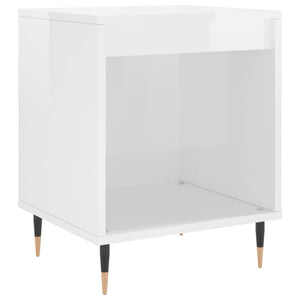 Comodino Bianco Lucido 40x35x50 cm in Legno Multistrato 830704