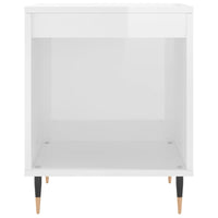 Comodino Bianco Lucido 40x35x50 cm in Legno Multistrato 830704