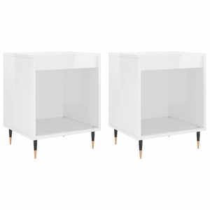 Comodini 2pz Bianco Lucido 40x35x50 cm in Legno Multistrato 830705