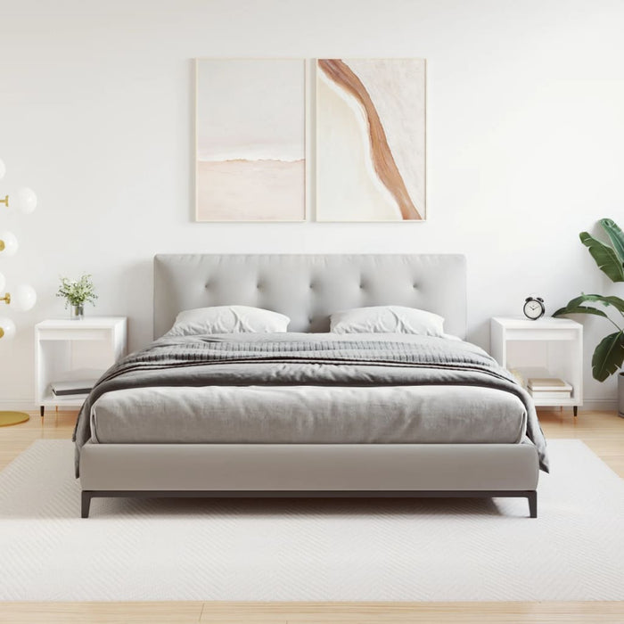 Comodini 2pz Bianco Lucido 40x35x50 cm in Legno Multistrato 830705