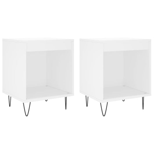 Comodini 2pz Bianchi 40x35x50 cm in Legno Multistrato 830717