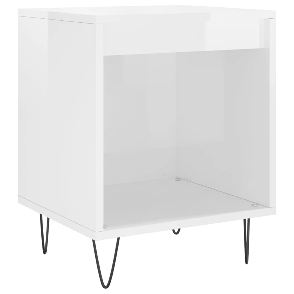 Comodino Bianco Lucido 40x35x50 cm in Legno Multistrato 830720