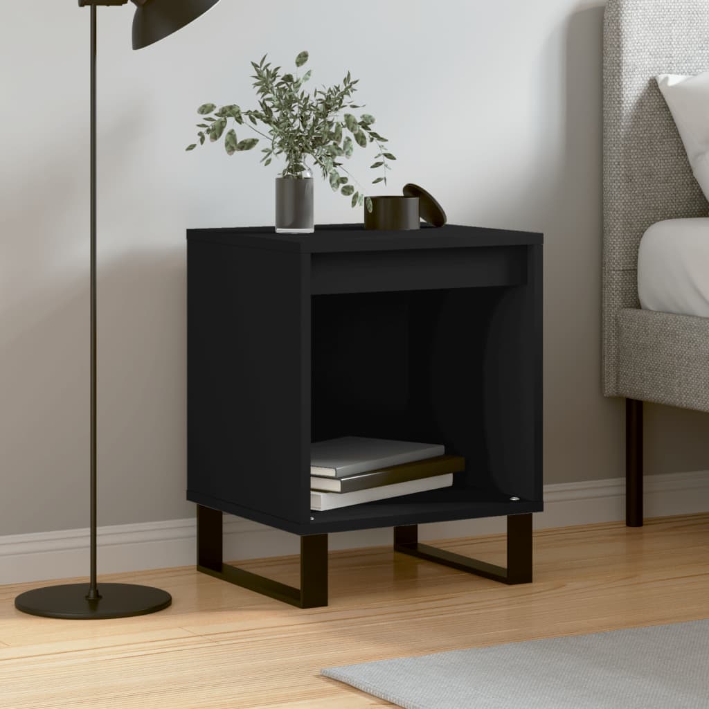 Comodino Nero 40x35x50 cm in Legno Multistrato 830734