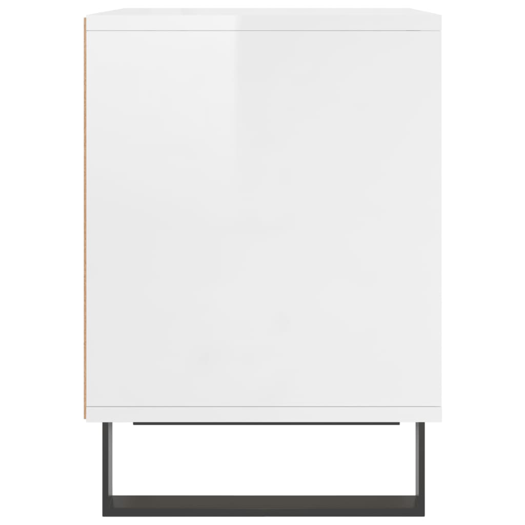 Comodino Bianco Lucido 40x35x50 cm in Legno Multistrato 830736