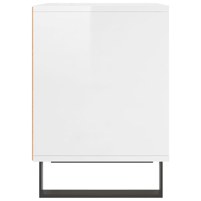 Comodino Bianco Lucido 40x35x50 cm in Legno Multistrato 830736