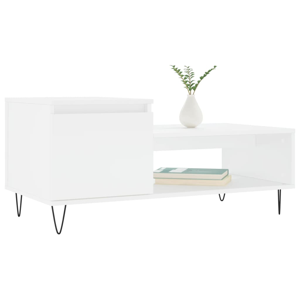Tavolino da Salotto Bianco 100x50x45 cm in Legno Multistrato 830828